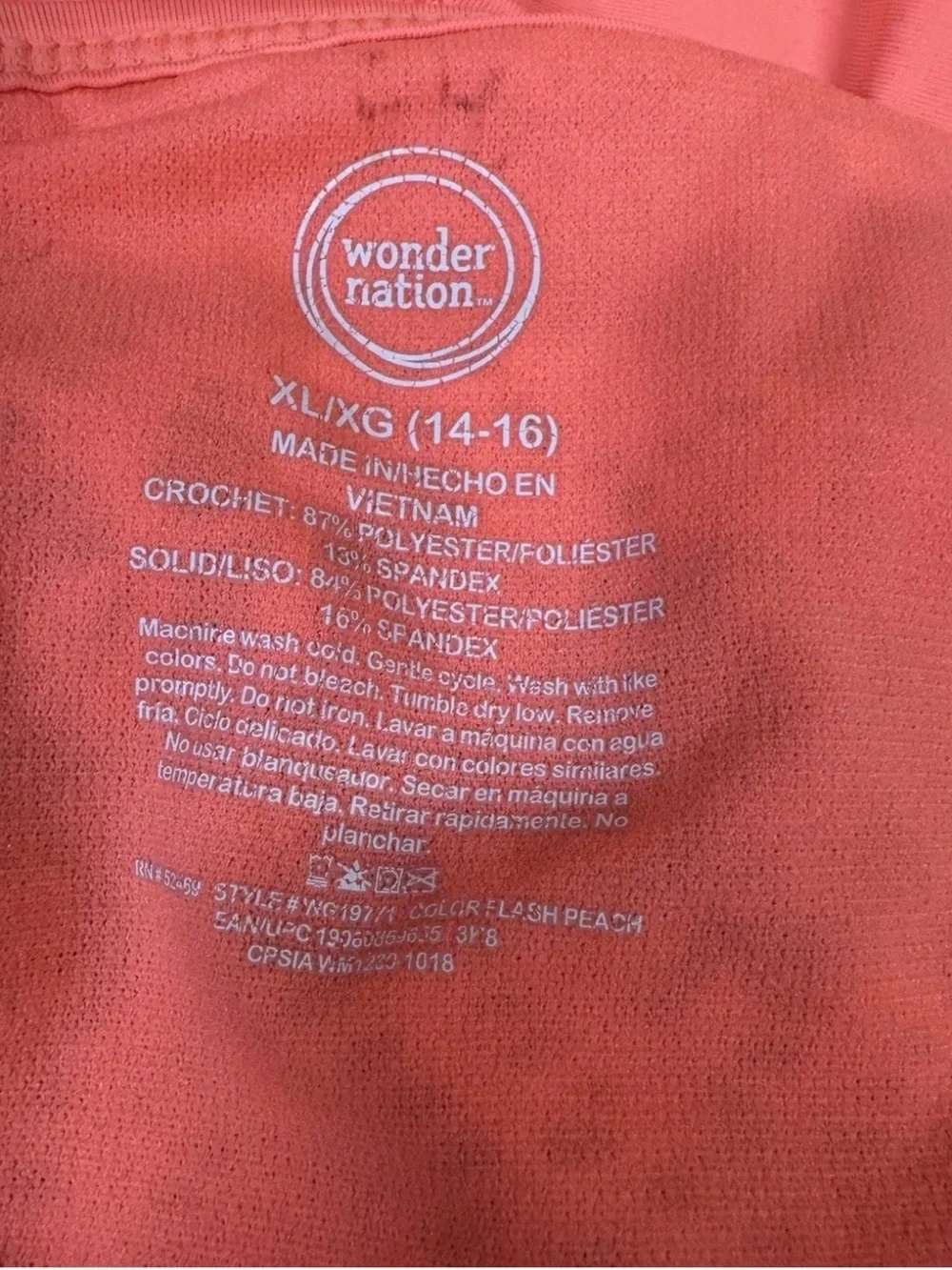 Wonder Nation Girls' Neon Tie-Dye Lace Ruffle Tankini One Piece XL 14/16